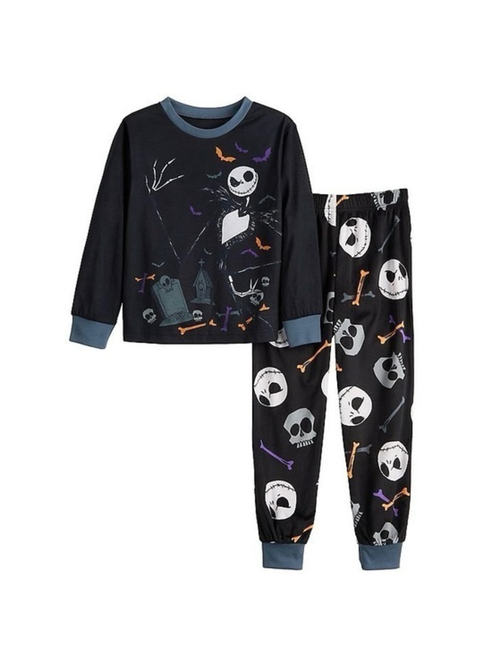 NWT. DISNEY Jack Skellington Black Halloween Kids Pajama Set